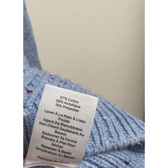 Talbots Petite MP Blue Textured Button Shoulder Sweater Women's Cotton Blend - Picture 5 of 5